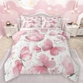 thumbnail image 1 of Manfei Cute Butterfly Queen Comforter Set,Flying Animal Bedding Sets,Pink White Bedding Comforter Set For Kids,Breathable Home Decor Reversible,3 Pieces, 1 of 8