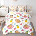 thumbnail image 1 of Manfei Cute Capybara 7-Piece Twin Bedding,Cartoon Pineapples Bedding Comforter Set,White,Polkadot Reversible, 1 of 7