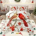 thumbnail image 1 of Manfei Cute Cardinals Queen Comforter Set,Xmas Cherry Bedding Sets,Red White Bedding Comforter Set For Teens,Ultra Soft Home Decor,3pcs, 1 of 9
