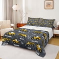 thumbnail image 1 of Manfei Cute Cars Bed Sheets,Boys Friendly Theme Full Size Sheets,Yellow,4 Pieces,1 Flat Sheet, 1 Fitted Sheet and 2 Pillowcases, 1 of 6