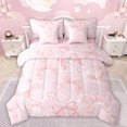 thumbnail image 1 of Manfei Cute Cartoon Bowtie 7-Piece Bedding Comforter Set,Ribbon Bow King Bedding Sets,Pink Bowknot Bed Sheets For Girls Kids,Microfiber Bedroom Decor Reversible, 1 of 8