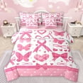 thumbnail image 1 of Manfei Cute Cartoon Bowtie 7-Piece Twin Bedding Sets,Butterflies Loves Pattern Bedding Comforter Set,Pink White Sheet Sets For Girls Kids,Microfiber Bedroom Decor Reversible, 1 of 8