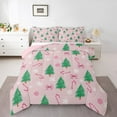 thumbnail image 1 of Manfei Cute Bowtie Full Size Bedding Sets,Green Christmas Tree Bedding Comforter Set,Pink Xmas Canda Cane For Girl,Luxury Bedroom Decor Reversible,3-Piece, 1 of 8