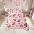 thumbnail image 1 of Manfei Cute Cartoon Capybara Bedding Comforter Set,Girls Flower Floral Twin Comforter Sets,Pink Brown Bedding Set For Princess,Microfiber Bedroom Decor Reversible,2-Piece, 1 of 8