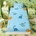 thumbnail image 1 of Manfei Cute Cartoon Dino Animals Fitted Sheet Full,Kawaii Stars Moon Bed Set,Blue Orange,3 Pieces,1 Fitted Sheet and 2 Pillowcases, 1 of 6