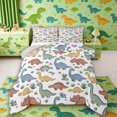 thumbnail image 1 of Manfei Cute Cartoon Dino Animals King Size Comforter Sets,Fantasy Grass Comforters King Size,White Gray,Light Gray Reversible,3pcs,1 Comforter and 2 Pillowcases, 1 of 7