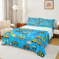 thumbnail image 1 of Manfei Cute Cartoon dinosaur Queen Sheet Sets,Bulldozer Excavator Flat Sheet,Equipped Truck Queen Fitted Sheet,Microfiber Bedroom Decor,4 Pieces, 1 of 7