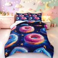 thumbnail image 1 of Manfei Cute Cartoon Donuts Full Size Comforter Sets,Celestial Starry Bedding Comforter Set,Blue Pink,Colorful Stars Reversible,3 Pieces,1 Comforter and 2 Pillowcases, 1 of 7