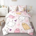thumbnail image 1 of Manfei Cute Cartoon Ghost 7 Pieces Bedding Comforter Set,Pink Bowtie Bow Full Bedding Set,Happy Halloween Fitted Sheet Flat Sheet For Girl Kids,Luxury Bedroom Decor Reversible, 1 of 8