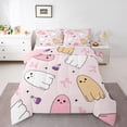 thumbnail image 1 of Manfei Cute Cartoon Ghost Full Size Comforter Sets,Pink Bowtie Bow Bedding Comforter Set,Happy Halloween Bedding Sets For Girl Kids,Luxury Bedroom Decor Reversible,3-Piece, 1 of 8