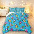 thumbnail image 1 of Manfei Cute Cartoon Ice Cream King Size Comforter Sets,Kawaii Stars Comforters King Size,Blue,Polkadot Reversible,3-Piece,1 Comforter and 2 Pillowcases, 1 of 7
