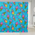 thumbnail image 1 of Manfei Cute Cartoon Ice Cream Shower Curtain 72Wx78L,Kawaii Stars Bath Curtain,Blue, 1 of 5