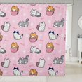 thumbnail image 1 of Manfei Cute Cartoon Kitten Shower Curtain 72Wx72L, Lovely Cat Paw Bathroom Curtain, Pink White, 1 of 5