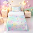 thumbnail image 1 of Manfei Cute Cartoon Moon Twin Sheets,Dreamy Stars Polka Dot Bedding,Pink Teal,3-Piece,1 Flat Sheet,1 Fitted Sheet and 1 Pillowcase, 1 of 6