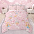 thumbnail image 1 of Manfei Cute Cartoon Princess Full Size Comforter Sets,Fairy Tale Castle Bedding Comforter Set,Colorful Rainbows Unicorn Bedding Sets For Girls Kids,Luxury Bedroom Decor Reversible,3 Pieces, 1 of 8
