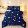 thumbnail image 1 of Manfei Cute Cartoon Rockets King Size Comforter Sets,Celestial Planets Comforters King Size,Blue,Navy Blue Reversible,3pcs,1 Comforter and 2 Pillowcases, 1 of 7