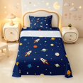 thumbnail image 1 of Manfei Cute Cartoon Rockets Twin Sheets,Celestial Planets Bedding,Blue,3pcs,1 Flat Sheet,1 Fitted Sheet and 1 Pillowcase, 1 of 6