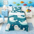 thumbnail image 1 of Manfei Cute Cartoon Seal Twin Sheet Sets for Kids Boys and Girls, Deep Ocean Fish Bedding 3-Piece, 1 Flat Sheet, 1 Fitted Sheet and 1 Pillowcase, 1 of 6
