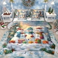 thumbnail image 1 of Manfei Cute Cartoon Snowman 7-Piece Bedding Comforter Set for Teen, Santa Claus Gifts King Bedding Sets, Dreamy Christmas Reversible Bed Sheets, Lightweight Room Decor, 1 of 8