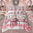 thumbnail image 1 of Manfei Cute Cartoon Snowman Bedding Comforter Set,Merry Christmas Twin Comforter Sets,Pink White Gray Bedding Set For Girls Kids,Ultra Soft Home Decor Reversible,2-Piece, 1 of 8