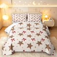 thumbnail image 1 of Manfei Cute Cartoon Stars Twin Quilt Set,Kawaii Bowtie Twin Coverlet Set,Cream Red Brown,Polkadot Reversible,2 Pieces,1 Bedspread and 1 Pillowcase, 1 of 7