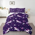 thumbnail image 1 of Manfei Cute Cartoon Unicron Bedding Comforter Set,Planet Stars Print Twin Comforter Sets,Purple White Pink Bedding Set For Girls,Luxury Bedroom Decor Reversible,2 Pieces, 1 of 8