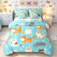 thumbnail image 1 of Manfei Cute Cat Animal Twin Bedding, Cartoon Love Heart Bedding Comforter Set, Light Blue, Polkadot Reversible, 7-Piece, 1 of 6