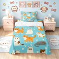 thumbnail image 1 of Manfei Cute Cat Animal Twin Sheets, Cartoon Love Heart Bedding, Light Blue, 3-Piece, 1 Flat Sheet, 1 Fitted Sheet and 1 Pillowcase, 1 of 6