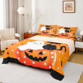 thumbnail image 1 of Manfei Cute Cat Ghost Twin Sheet Sets,Halloween Pumpkin Lantern Twin Fitted Sheet,White Black Dots Flat Sheet For Girls,Ultra Soft Home Decor,3 Pieces, 1 of 7