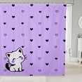 thumbnail image 1 of Manfei Cute Cat Kitten Shower Curtain 72Wx78L, Love Heart Print Bath Curtain, Lavender, 1 of 5