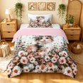 thumbnail image 1 of Manfei Cute Cat Twin Comforter Sets, Cartoon Kitten Animal Bedding Set, Pink White, Pink Reversible, 2-Piece, 1 Comforter and 1 Pillowcase, 1 of 7