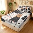 thumbnail image 1 of Manfei Cute Cat Zipper Queen Comforter Set with Fitted Sheet and 2 Pillowcases, Cartoon Stripes Kitten Zipper Bedding Set, Neutral, Reversible, 4-Piece, 1 of 7