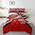 thumbnail image 1 of Manfei Cute Cheerleader Full Size Comforter Sets,Girly Cheerleading Bedding Comforter Set,Red Bowtie Stripes Bedding Sets,Icrofiber Bedroom Decoration Reversible,3 Pieces, 1 of 8