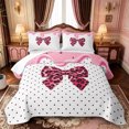 thumbnail image 1 of Manfei Cute Cheetah Bow Twin Quilt Set,Pink Ice Cream Drip Twin Coverlet Set,3-Piece,1 Bedspread and 1 Pillowcase, 1 of 7