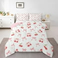 thumbnail image 1 of Manfei Cute Cherry Queen Comforter Set,Cartoon Bowtie Bow Bedding Sets,Fruit Theme Bedding Comforter Set For Girls,Ultra Soft Home Decor Reversible,3 Pieces, 1 of 7