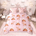 thumbnail image 1 of Manfei Cute Christmas Deer Bedding Comforter Set 7-Piece for Kids Children, Gingerbread House King Bedding Sets, Girls Pink Brown Bed Sheets, Lightweight Room Decor, 1 of 8