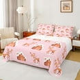 thumbnail image 1 of Manfei Cute Christmas Deer Queen Sheet Sets for Kids Children, Gingerbread House Flat Sheet, Girls Pink Brown Queen Fitted Sheet, Lightweight Room Decor 4-Piece, 1 of 7