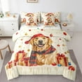 thumbnail image 1 of Manfei Cute Christmas Dog Bedding Comforter Set 7 Pieces for Kids, Kawaii Animal Full Bedding Set, Happy New Year Reversible Fitted Sheet Flat Sheet, Lightweight Room Decor, 1 of 7