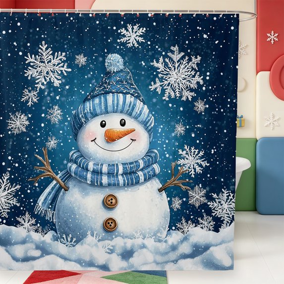 Manfei Cute Christmas Elf Shower Curtain 72Wx84L,Western Xmas Festive Bathroom Shower Curtain