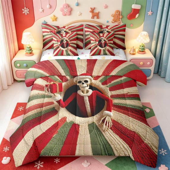 Manfei Cute Christmas Gingerbread Man 7 Pieces Full Size Bedding Sets,Western Xmas Festive Full Size Bed in a Bag,Xmas Reversible