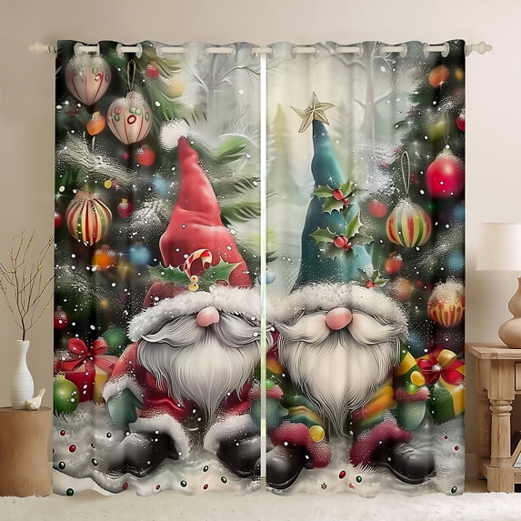 Manfei Cute Christmas Gnome Blackout Curtains Set of 2 (52x84 Each), Merry Xmas Theme Window Curtains, Boys Girls Happy New Year Curtains and Drapes, Luxury Home Decor