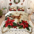 thumbnail image 1 of Manfei Cute Christmas Reindeer Bedding Comforter Set,Rustic Xmas Flower Twin Comforter Sets,Red Green Beige Bedding Set For Adults,Microfiber Bedroom Decor Reversible,2pcs, 1 of 8