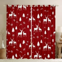 Manfei Cute Christmas Reindeer Black Out Curtains,Merry Xams Curtains Pack of 2 (42x63 Each),Red White Bedroom Curtains For Teens,Luxury Bedroom Decor