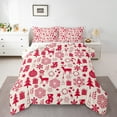 thumbnail image 1 of Manfei Cute Christmas Reindeer King Size Comforter Sets,Xmas Stocking Gifts Bedding Comforter Set,Red Biege Bedding Set For Teens,Breathable Home Decor Reversible,3pcs, 1 of 8