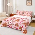 thumbnail image 1 of Manfei Cute Christmas Tree Bed Sheets,Red Candy Cane King Sheets,Cartoon Gingerbread House Sheet Set For Girls,Ultra Soft Home Decor,4 Pieces, 1 of 7