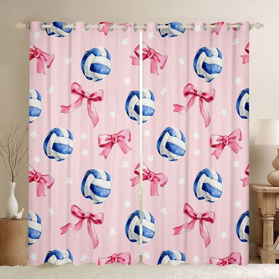 Manfei Cute Coquette Bowknot Blackout Curtains Set of 2 (38x54 Each),Modern Volleyball Living Room Curtains