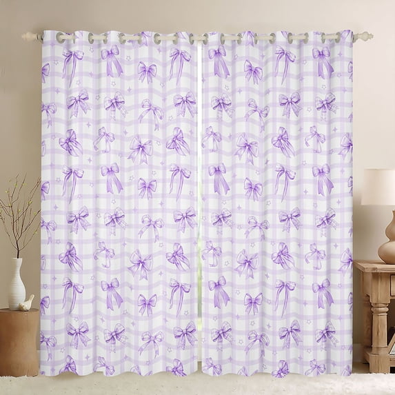 Manfei Cute Coquette Bowtie Blackout Curtains,Dreamy Princess Bows Window Curtains Pack of 2 (38x45 Each)