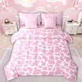 thumbnail image 1 of Manfei Cute Cow Pattern 7 Pieces Bedding Comforter Set,Farm Animal Cattle Full Bedding Set,Pink White Fitted Sheet Flat Sheet For Girls Kids,Microfiber Bedroom Decor Reversible, 1 of 8