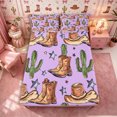 thumbnail image 1 of Manfei Cute Cowboy Boots Hats Fitted Sheet Queen 3-Piece,Western Cactus Bedding,Lavender Brown,1 Fitted Sheet and 2 Pillowcases, 1 of 6