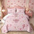 thumbnail image 1 of Manfei Cute Cowgirl Skull Twin Quilt Set 2 Pieces,Western Ribbon Bow Twin Coverlet Set,Light Pink,1 Bedspread and 1 Pillowcase, 1 of 7